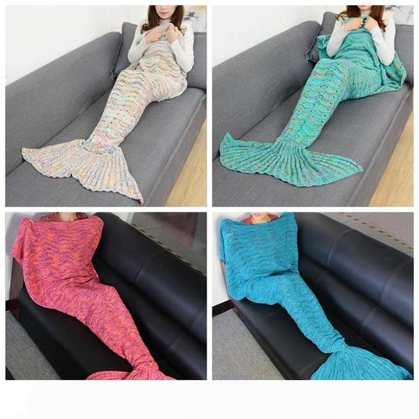 

полые гофрированный mermaid одеяло шерстяное knit fish tail одеяло диван одеяло кондиционер одеяло рождественский подарок 180 * 90 см yw181