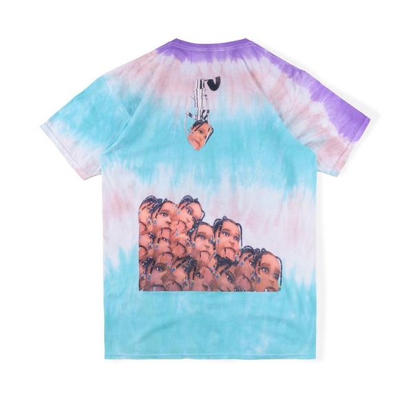 

20ss hip hop ins travis scott stormi world 2 party clip doll tie dye tee skateboard mens designer t shirt women street casual tshirt, White;black