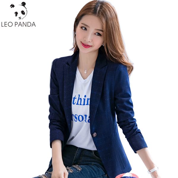 

2019 autumn blazers women slim single button plaid suit female casual streetwear short blazer coat purple blue blackish green, White;black