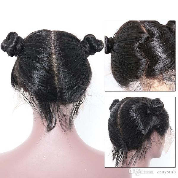 

парик фронта шнурка человеческих волос перуанский прямой парик фронта шнурка натуральный цвет реми парик шнурка человеческих волос бесплатна, Black