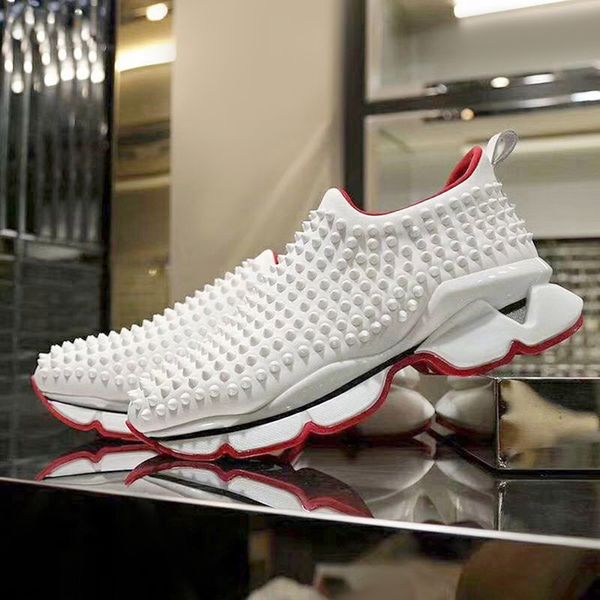 

sports shoeschanel 2019 trend white british studded spikes flats casual shoes shoes luxury mens womens party lovers leather sneakers, Black