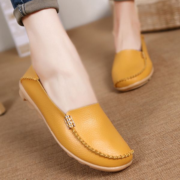 

women flats slip on women loafers soft moccasins with genuine leather shoes woman plus size flat shoes causal oxford, Black