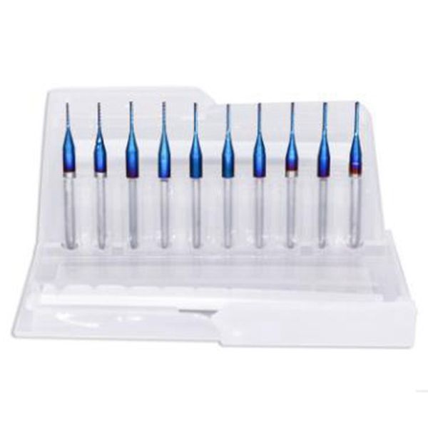 

10pcs 3.175 shank blue coated cnc end mills carbide milling cutter cnc router bit for milling machine pcb engraving 2.5 mm