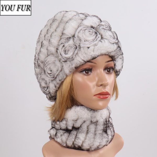 

new fashion real fur hats scarves sets women winter knitted real rex fur hat scarf ladies natural hats mufflers sets, Blue;gray