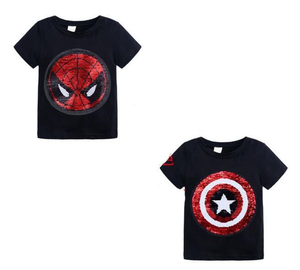 

baby kids designer clothing t shirt round collar short sleeve paillette Change Color Design T shirt 1-8T