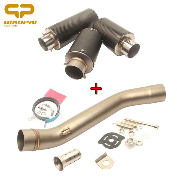 

motorcycle exhaust escape muffler 51mm carbon fiber exhaust tip db killer mid tube for z750 z 750 800 z800 full system