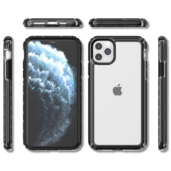 Casos de defesa pesados ​​militares para iPhone 12 mini 11 pro máx x xs xr transparente transparente impacto híbrido híbrido híbrido disco macio tpu slim capa