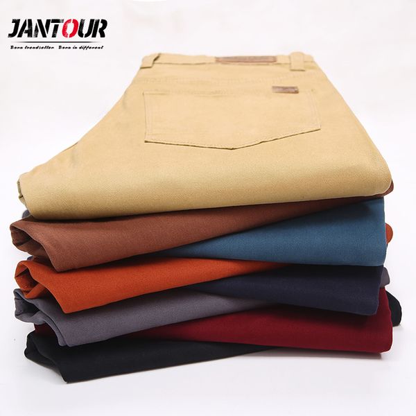 

2019 casual cotton pants men brand clothing spring summer long straigh full khaki pants elastic mens trousers male, Black