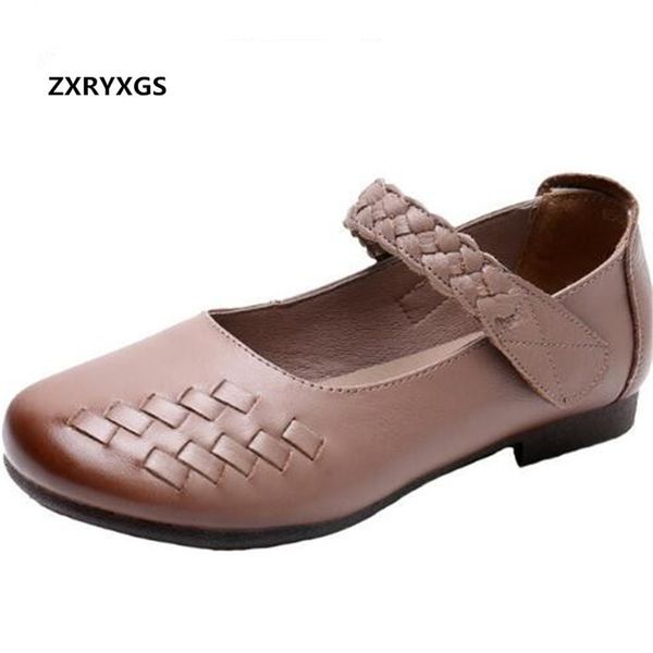 

sale soft cowhide genuine leather shoes comfort soft bottom mother shoes flat 2020 spring elegant fashion, Black