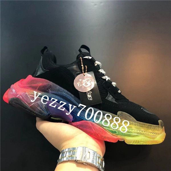 

розовый очистить подошва тройной конструктор тройной крупногабаритные sneaker vintage кроссовки белого цвета тройной тапки мужчины женщины c, Black