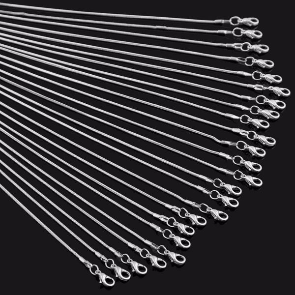 

12 pcs wholesale jewelry findings 1.2mm snake chain necklace for pendant with lobster,40cm - 60cm, Silver