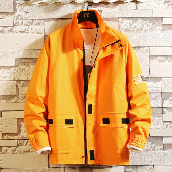 

2019 jackets coats outerwear men overcoat spring autumn moownuc male mwc new loose yellow youth classic pocket fashion casual, Black;brown