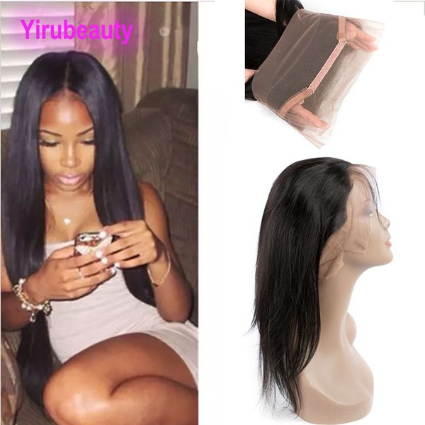 

brazilian virgin hair 360 lace frontal straight hairs ear to ears pre plucked silky human hair closures part, Black;brown
