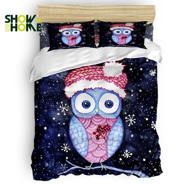 

showhome duvet cover merry christmas cartoon owlduvet cover set 4 piece bedding set for beds