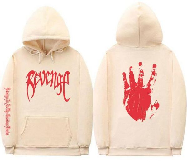 

men revenge hooded hoodies male teenager tentacion casual sweatshirts skateboard, Black