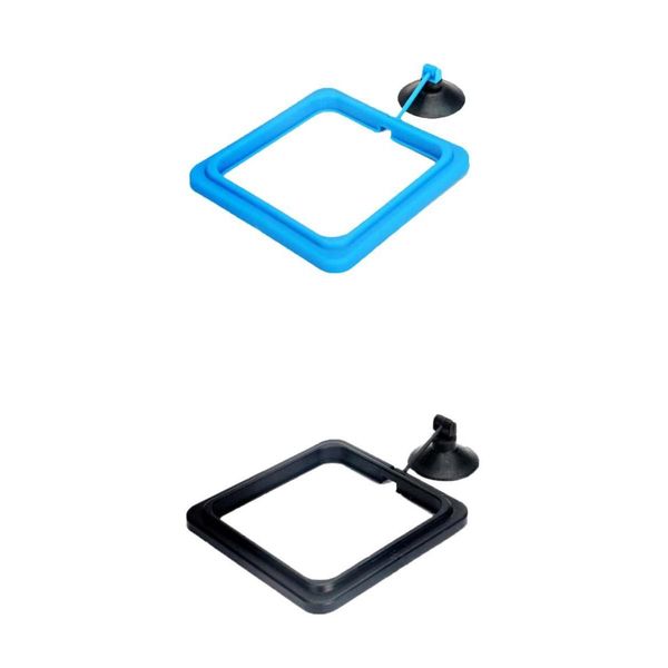 

fish feeding ring aquarium fish floating food feeder circle square with suction cup,set of 2 black and blue
