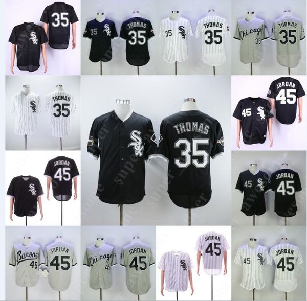 

35 Frank Thomas Jersey 45 Michael Chicago 35 White Sox Baseball Jerseys White Black Grey All Stitched