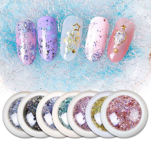 

born queen super thin holo nail flakes irregular sequins rose gold holographic laser paillette diy nail art decoration, Silver;gold