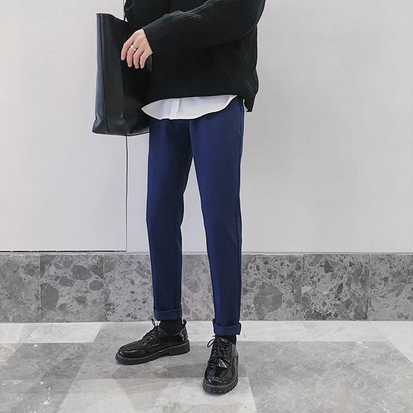 

spring men pants casual slim straight pants men harem man trousers pantalon homme mens 28-40 plus size 2019 navy, Black