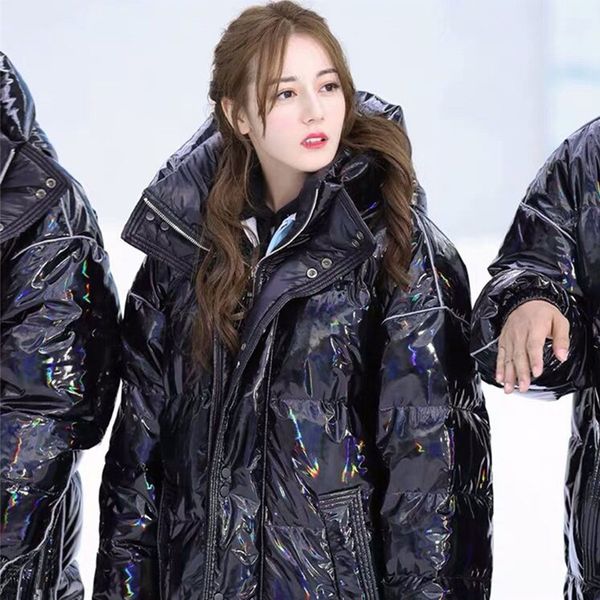 

women's down jacket 2019 winter extreme challenge down jacket long men and women couples thicken large size loose women's coat, Black