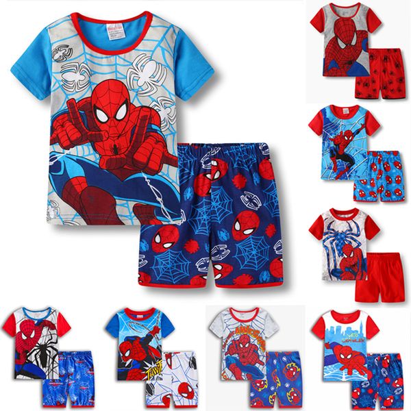 

spiderman kids clothes 10 styles baby boys short sleeve pajamas 2pcs childrens sleepwear pijamas sets tracksuit children clothing jy292, White