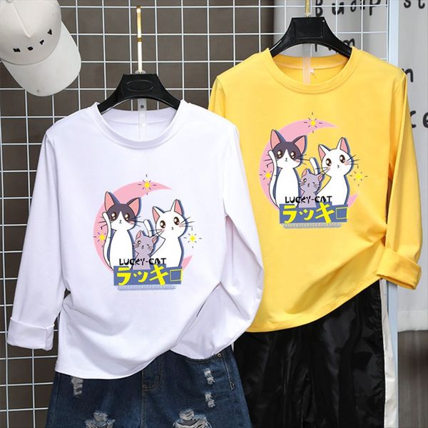 

2019 summer and autumn long sleeve t- women's t-shirt clothing student clothing all-match women's super student base shirt v211#, White