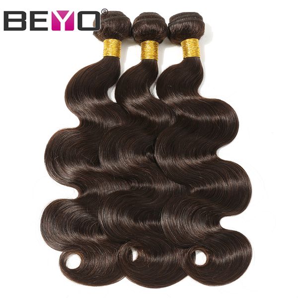 

объемная волна связка человеческих волосы пучки малазийских 10 сорт virgin hair extension remy волос # 2 темно-коричневого цвет 3 bundle пре, Black