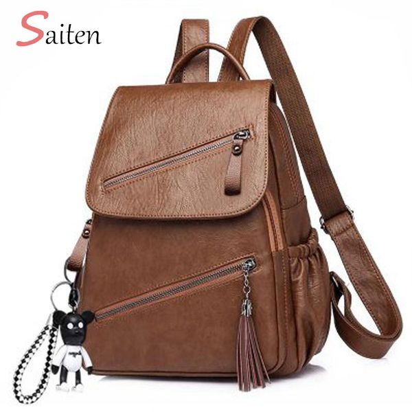 

pu leather retro large backpack women rucksack women's knapsack travel backpacks shoulder school bags mochila back pack