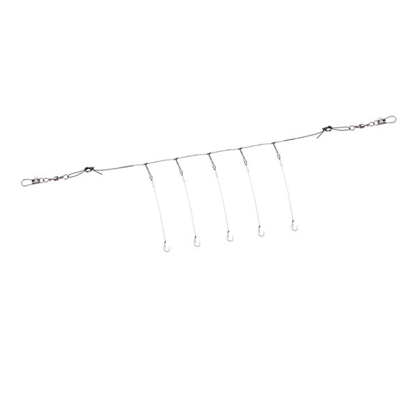 

5pcs ready tied hook rigs with 5 barbed hooks & tube snap swivel terminal tackle