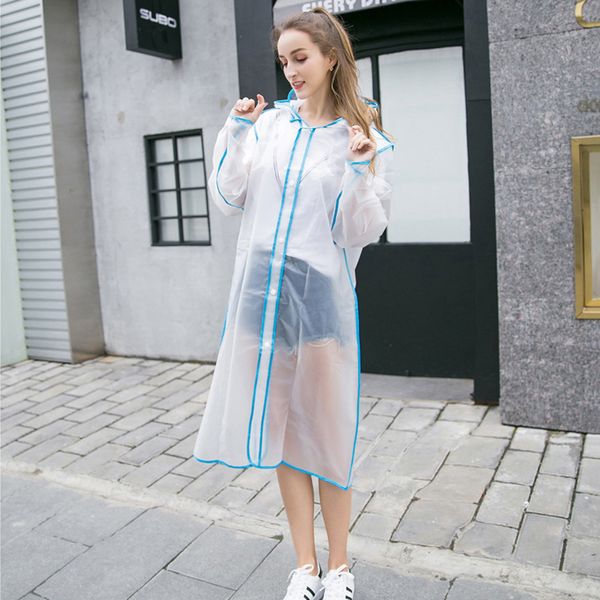 

fashion frosted transparent long eva raincoat travel waterproof rainwear poncho outdoor rain coat outdoor dropshipping