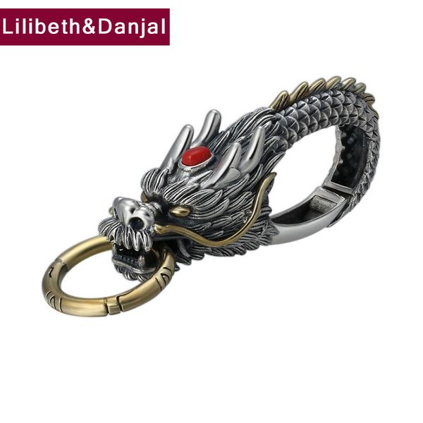 

2019 new multifunction pendant 100% 925 sterling silver jewelry men car keychain dragon mosaic stone necklace pendant jewelry p2
