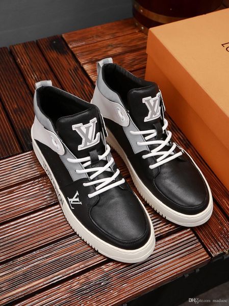 

2020ss новое прибытие мода человек желтый повседневная обувь высокий топ зашнуровать трендовый человек досуг обувь платформа хип-хоп zapatos, Black