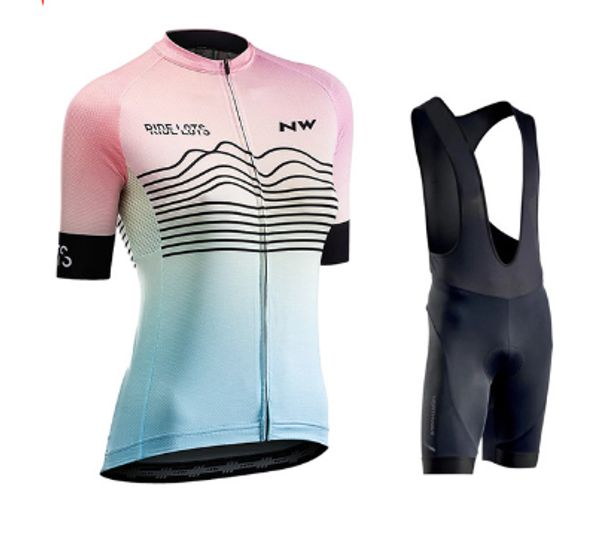 

nw women 2020 cycling jersey set summer short sleeve set ladies bib shorts bicycle clothes shirt clothing suit northwave, Black;blue