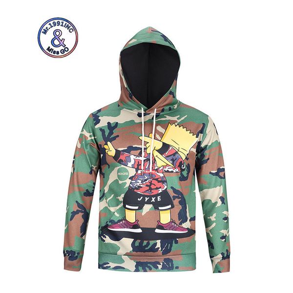 

mens designer 3d hooded simpson funny cartoon pullover sweater overseas, Black