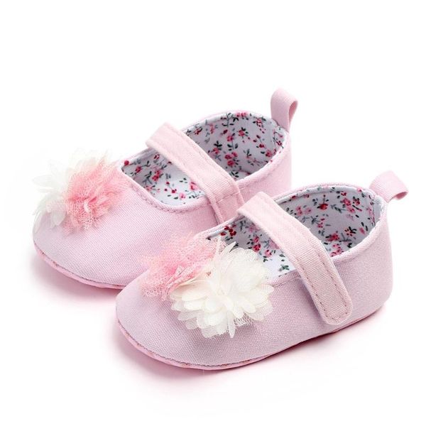 

новорожденный ходьба обувь малыш девочка обувь шифон цветок резинка холст один первый ходунки мягкая подошва ##2