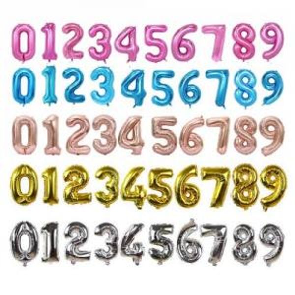 

40 inch Number Foil Helium Balloon Rose Gold 5 Colors Birthday Party Celebration Decoration Balloons OOA6261