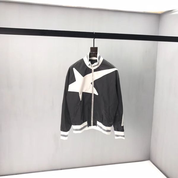 

men's jacket loose thin ladies jacket stitching zipper jackets five-pointed star coat falling shoulders youth students coat2019 new qq8, Black;brown