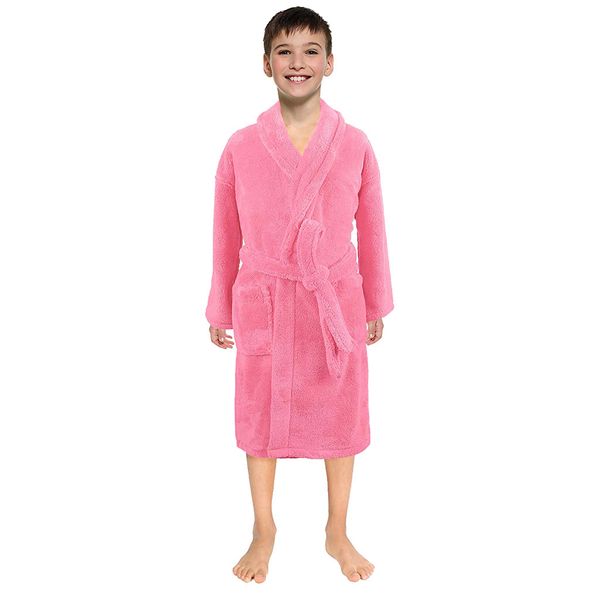 

Solid Children's Robe Flannel Baby Bathrobe Long Sleeve Hooded Kids Bath Robe Bathrobes Soft Towel Night-gown Pajamas Sleepwear