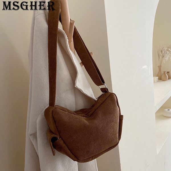 

msgher solid women shoulder bag corduroy fashion concise style vintage large capacity ins 2019 texture practical girl bag wb3257