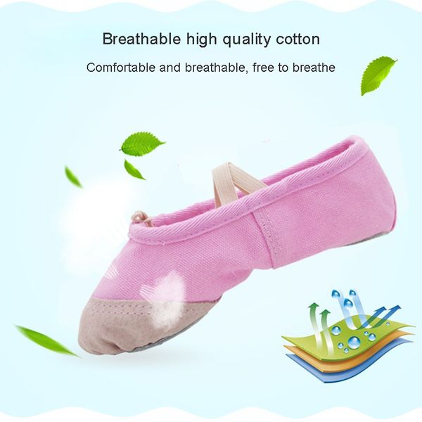 

a pair of male and female children soft canvas soft bottom elastic yoga dance shoes