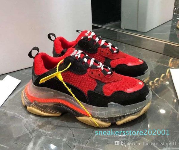 

paris new crystal bottom triple-s leisure luxury dad shoes rainbow triple s sneakers for men women vintage kanye old grandpa trainer s01, Black