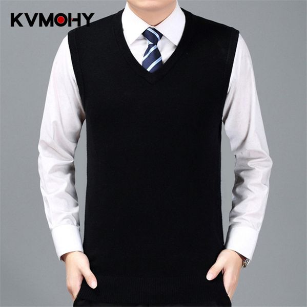 

men sweater classic solid color men's business wool vest male autumn&winter wool pullover male sleeveless jerseis hombre jumper, Black;white