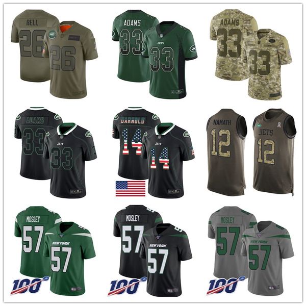 

New cu tom york jet jer ey joe namath am darnold jamal adam le 039 veon bell robby ander on quincy enunwa ru h vapor men football jer ey, Black;red