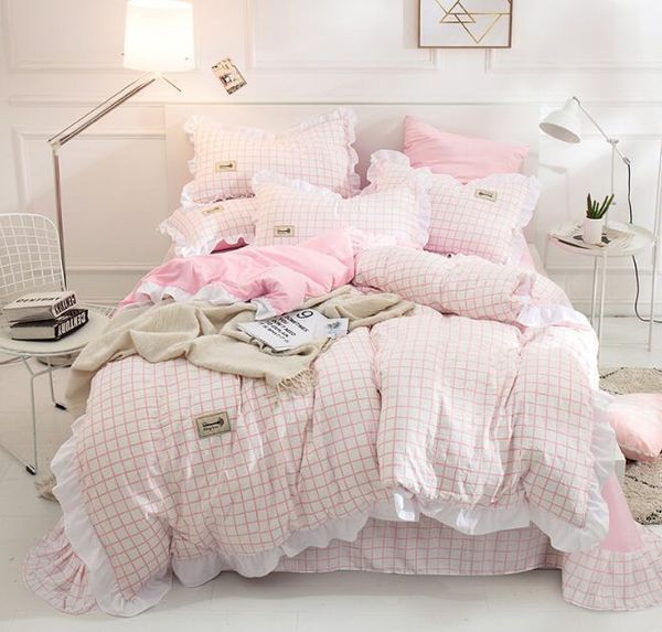 Nordic Lattice Bedding Set Bed Linen Simple Fashion Stripe Bed