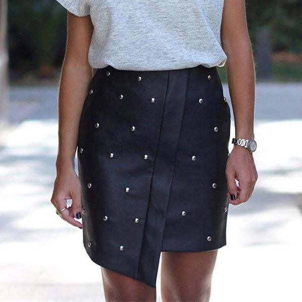 

women's high waist fashion skirt, pu leather skirt with pearl, tight skirt, black lower part of women's ws 6025m, Black;gray