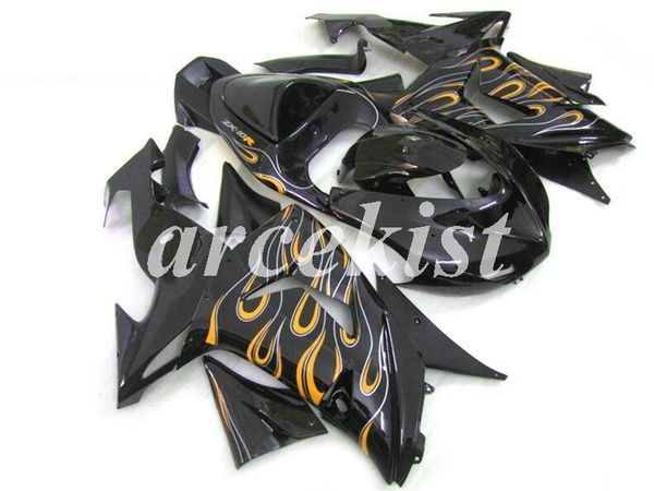 

new abs motorcycle full fairings kits fit for kawasaki ninja zx-10r 2006 2007 06 07 body set custom black yellow flame