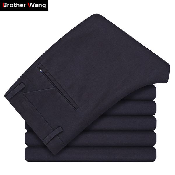 

2018 autumn winter new men's casual pants business fashion cotton slim elasticity trousers male brand clothes, Black
