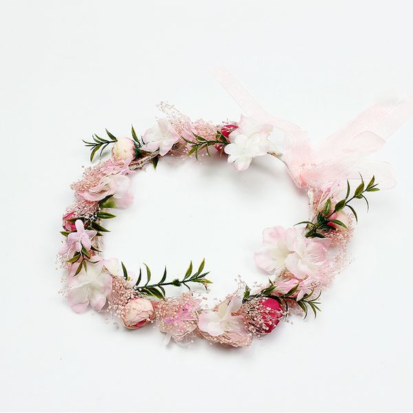

sweet romantic beige pink bride hair hoops fashion wreaths garlands travel holiday p accessories head jewelry, Golden;white