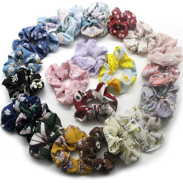 

25 style hair chiffon elastics hair ties bright colorful bobbles print bands women rope styling tools, Brown