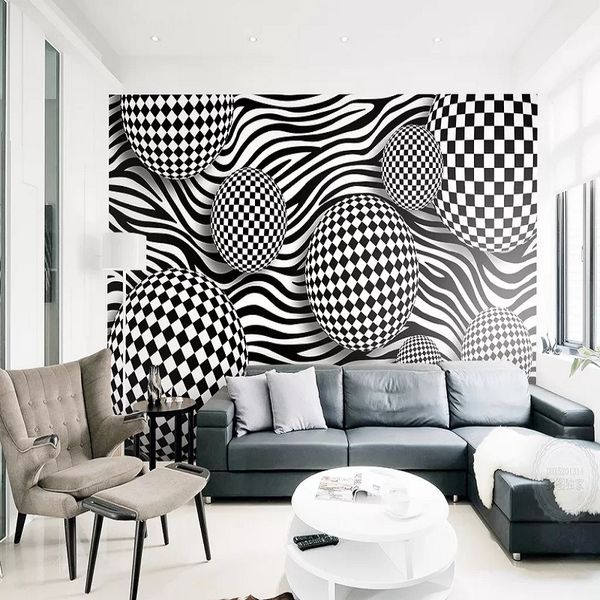 

custom large mural 3d wallpaper modern creative 3d space abstract sphere zebra pattern tv back wall decor deep 5d embossed